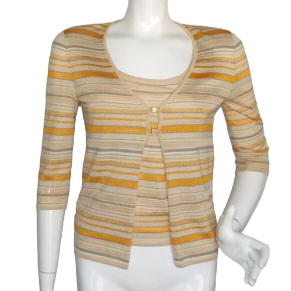 ESCADA Twin Set, 4/6, Jacket/Tank, Golden yellow/Tan Stripes, Magnetic clasps - Picture 1 of 15